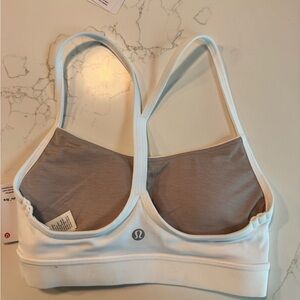lululemon athletica White and Gray Sports Bra Flow Y Nulu